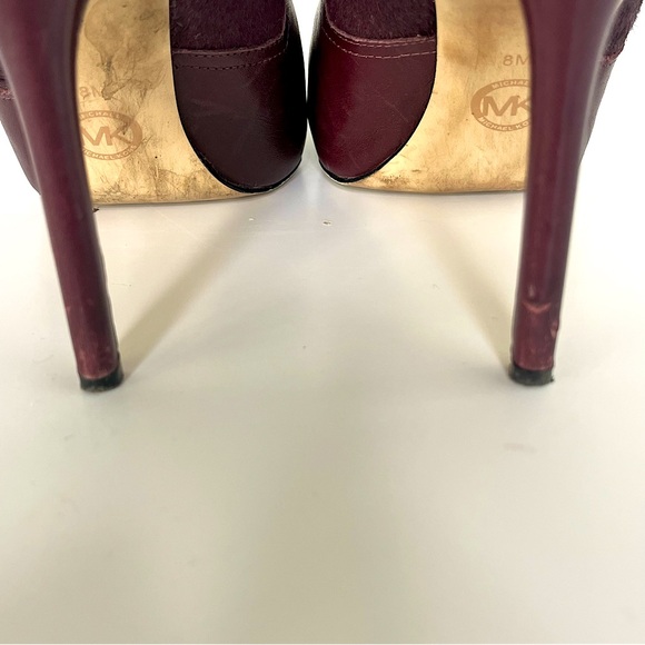 MICHAEL KORS Dawson Stiletto Ankle Boot Size 8 Burgundy Minimalist - Picture 10 of 13